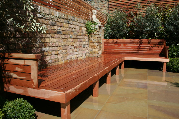 Hardwood Maranti Trellis and bench