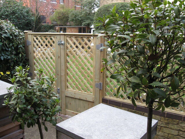 Softwood gates with built in trellis 